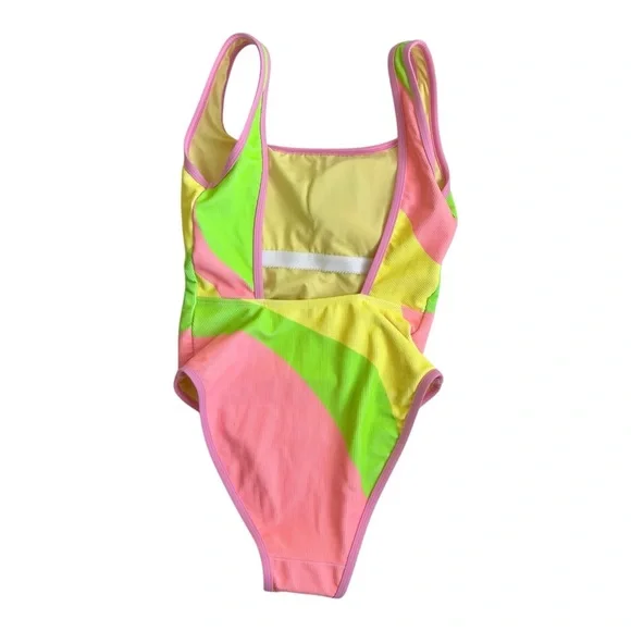 NWOT LainSnow Neon Waves Ocean Isle One Piece - Picture 2 of 5